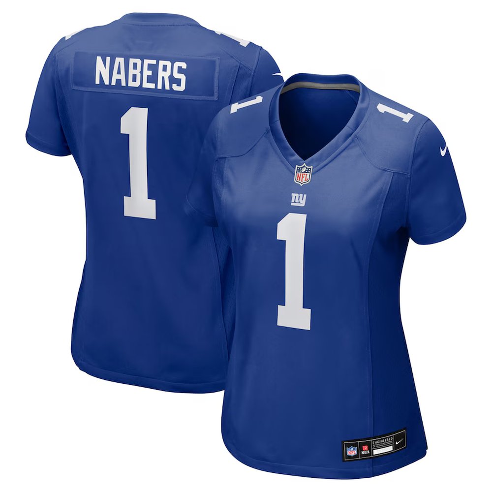 Women's New York Giants #1 Malik Nabers Royal Game Jersey 