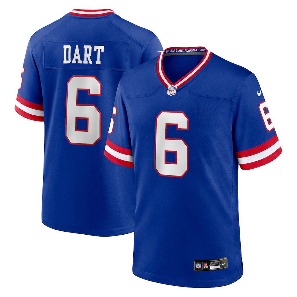 Youth New York Giants #6 Jaxson Dart Royal Alternate 2 Classic Game Jersey 