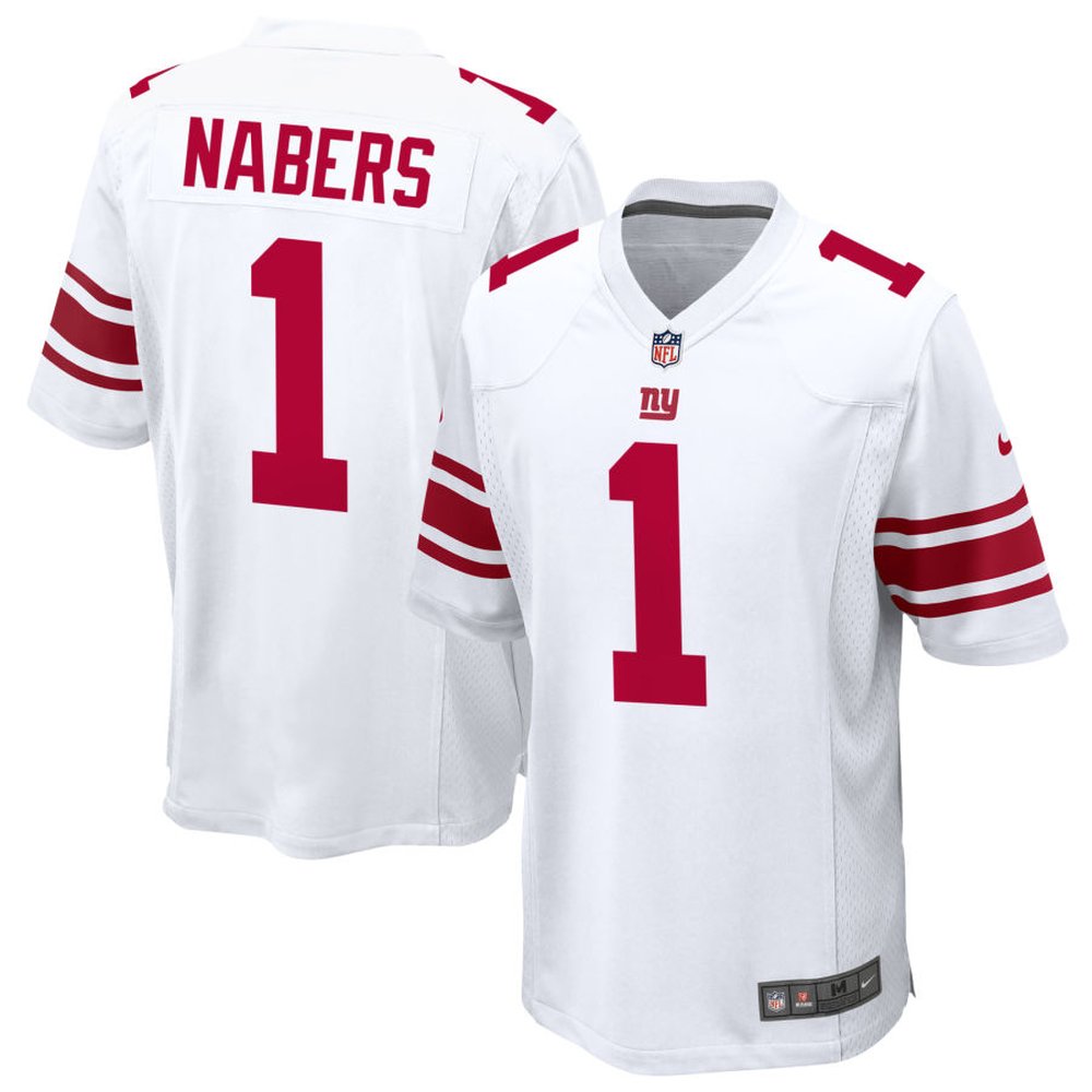 Youth New York Giants #1 Malik Nabers White Classic Game Jersey 