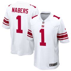 Youth New York Giants #1 Malik Nabers White Classic Game Jersey 