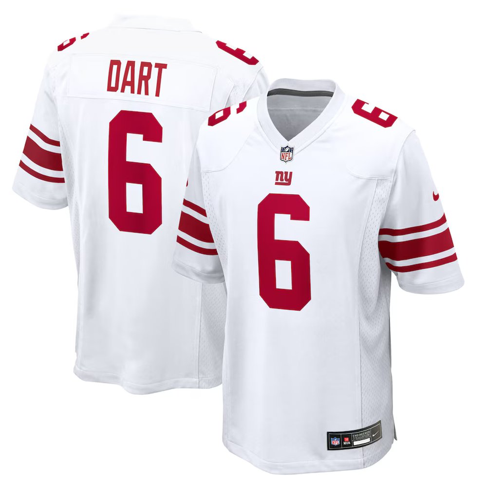 Youth New York Giants #6 Jaxson Dart White Game Jersey 