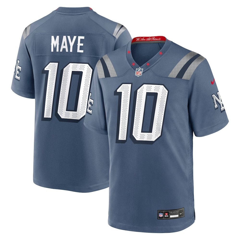 Men's New England Patriots #10 Drake Maye Blue Rivalries Collection Game Jersey 