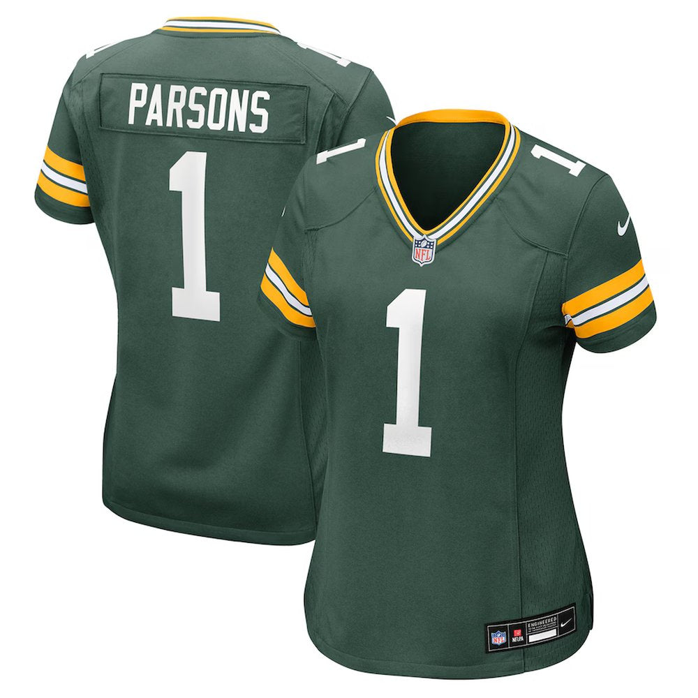 Women's Green Bay Packers #1 Micah Parsons Green Game Player Jersey 