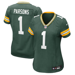 Women's Green Bay Packers #1 Micah Parsons Green Game Player Jersey 
