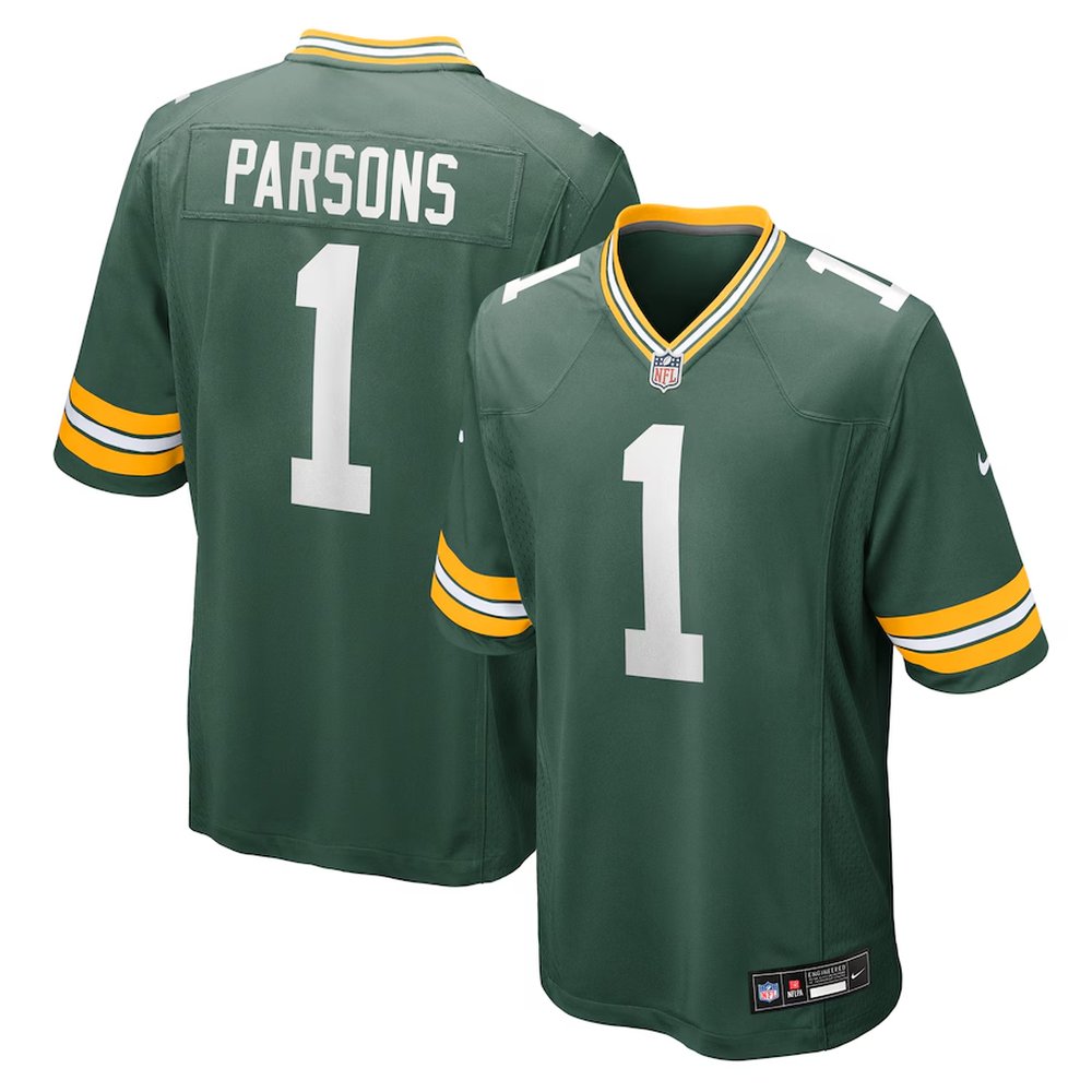 Youth Green Bay Packers #1 Micah Parsons Green Game Player Jersey 
