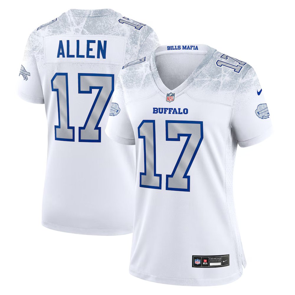 Women's Buffalo Bills #17 Josh Allen White Rivalries Collection Game Jersey 