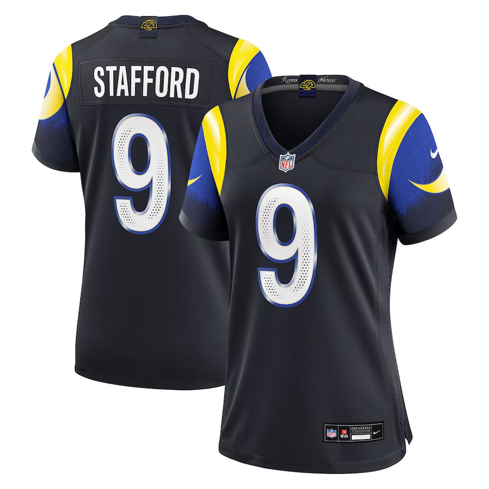 Women's Los Angeles Rams #9 Matthew Stafford Black Rivalries Collection Game Jersey 