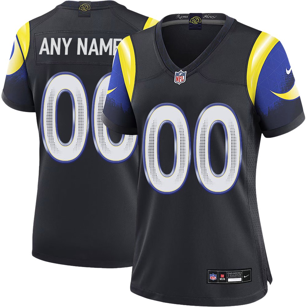 Women's Los Angeles Rams Custom Black Rivalries Collection Game Jersey 