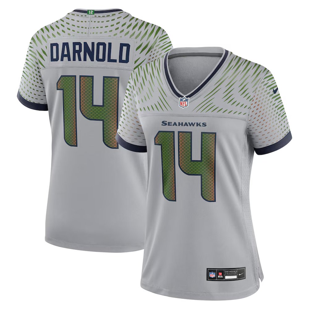 Women's Seattle Seahawks #14 Sam Darnold Gray Rivalries Collection Game Stitched Jersey 