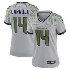 Women's Seattle Seahawks #14 Sam Darnold Gray Rivalries Collection Game Stitched Jersey 