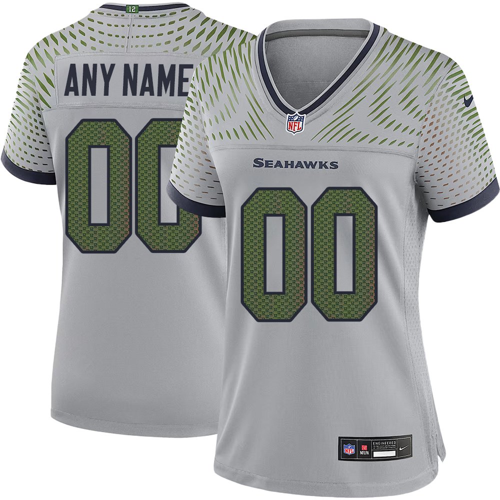 Women's Seattle Seahawks Custom Gray Rivalries Collection Game Stitched Jersey 