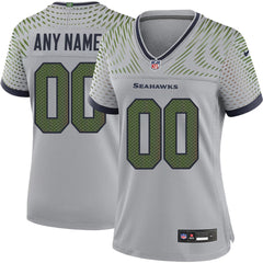 Women's Seattle Seahawks Custom Gray Rivalries Collection Game Stitched Jersey 