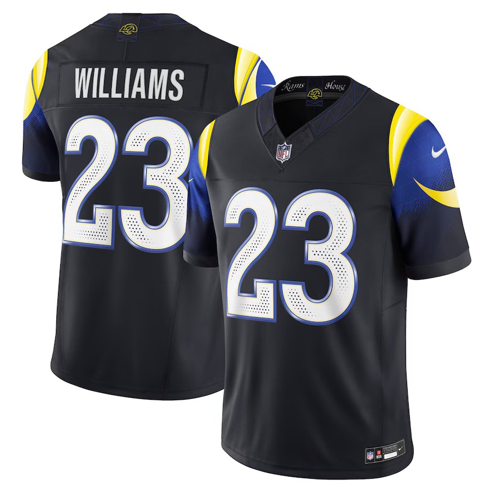 Men's Los Angeles Rams #23 Kyren Williams Black Rivalries Collection F.U.S.E. Vapor Limited Stitched Jersey 