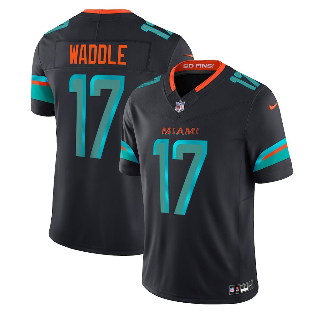 Men's Miami Dolphins #17 Jaylen Waddle Black Rivalries Collection F.U.S.E. Vapor Limited Stitched Jersey 