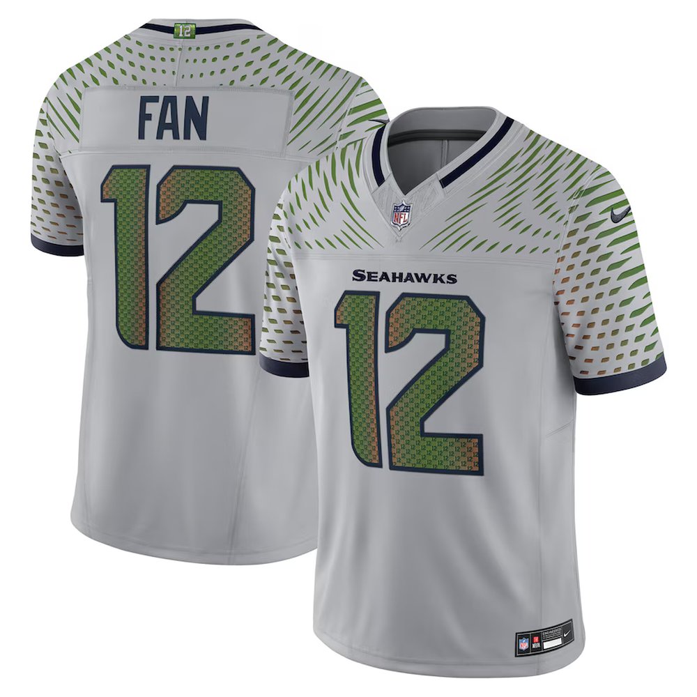 Men's Seattle Seahawks #12 Fan Gray Rivalries Collection F.U.S.E. Vapor Limited Stitched Jersey 