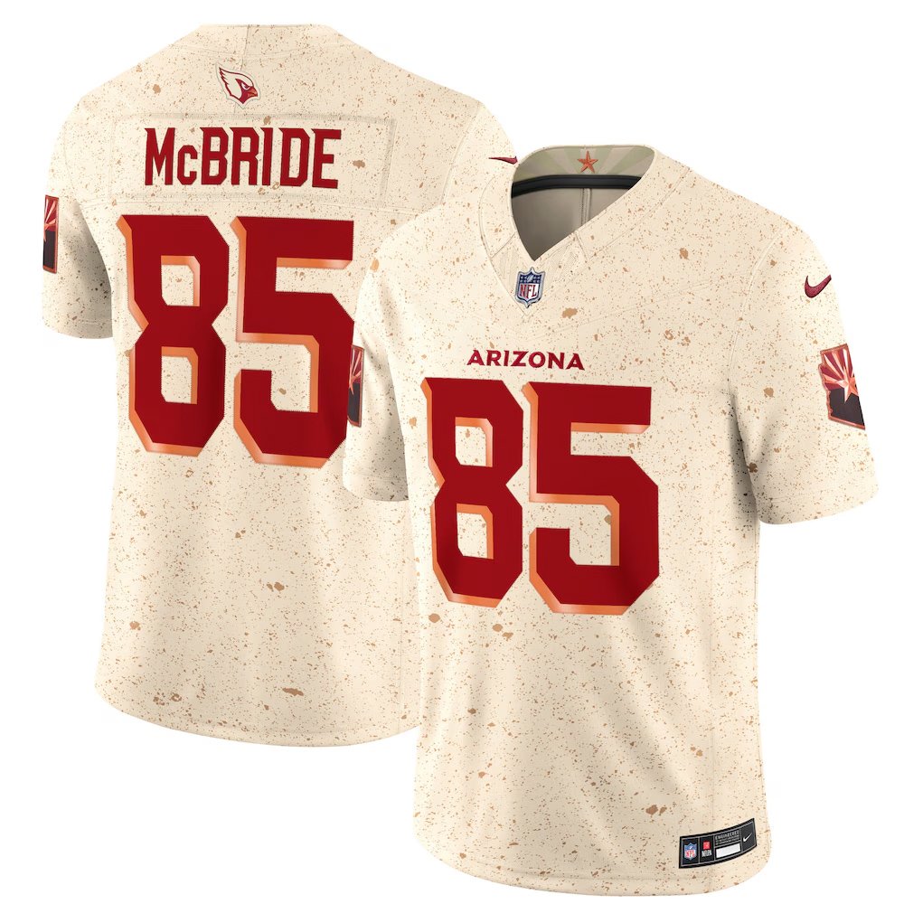 Men's Arizona Cardinals #85 Trey McBride Cream Rivalries Collection F.U.S.E. Vapor Limited Stitched Jersey 