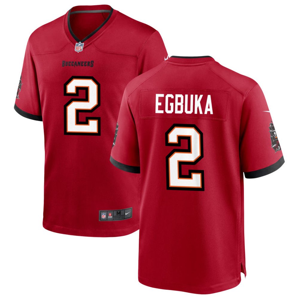 Men's '76 Tampa Bay Buccaneers #2 Emeka Egbuka Red Player Game Jersey 