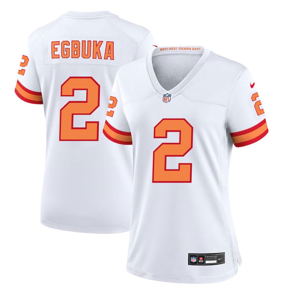 Women's '76 Tampa Bay Buccaneers #2 Emeka Egbuka White Player Game Jersey 
