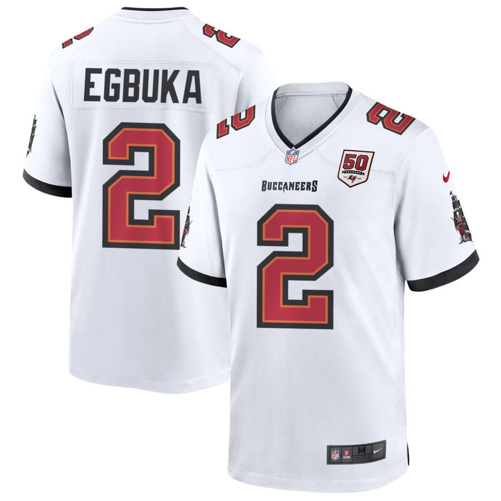 Youth Tampa Bay Buccaneers #2 Emeka Egbuka White 50th Anniversary Game Jersey 