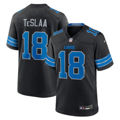 Men's Detroit Lions #18 Isaac TeSlaa Black Game Player Jersey 