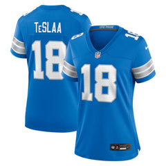 Women's Detroit Lions #18 Isaac TeSlaa Blue Game Player Jersey 