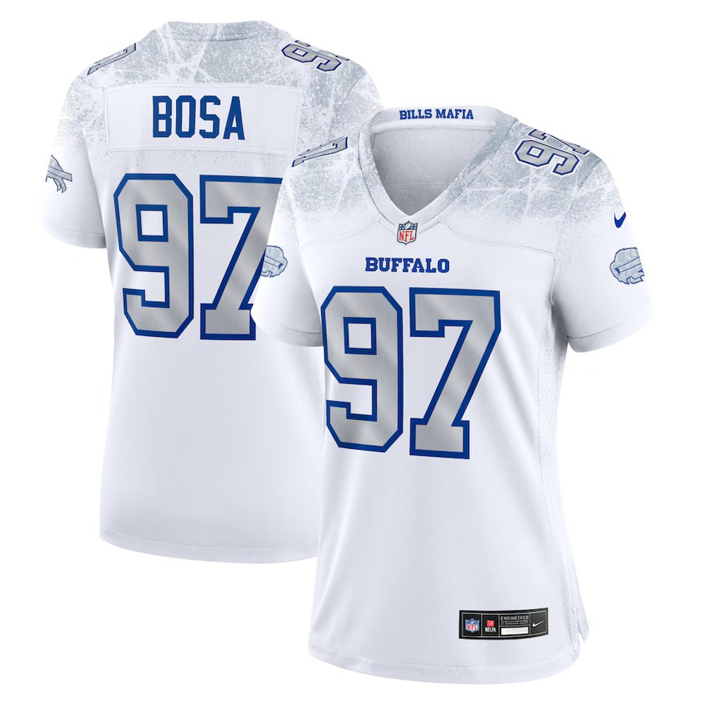 Women's Buffalo Bills #97 Joey Bosa White Rivalries Collection Game Jersey 