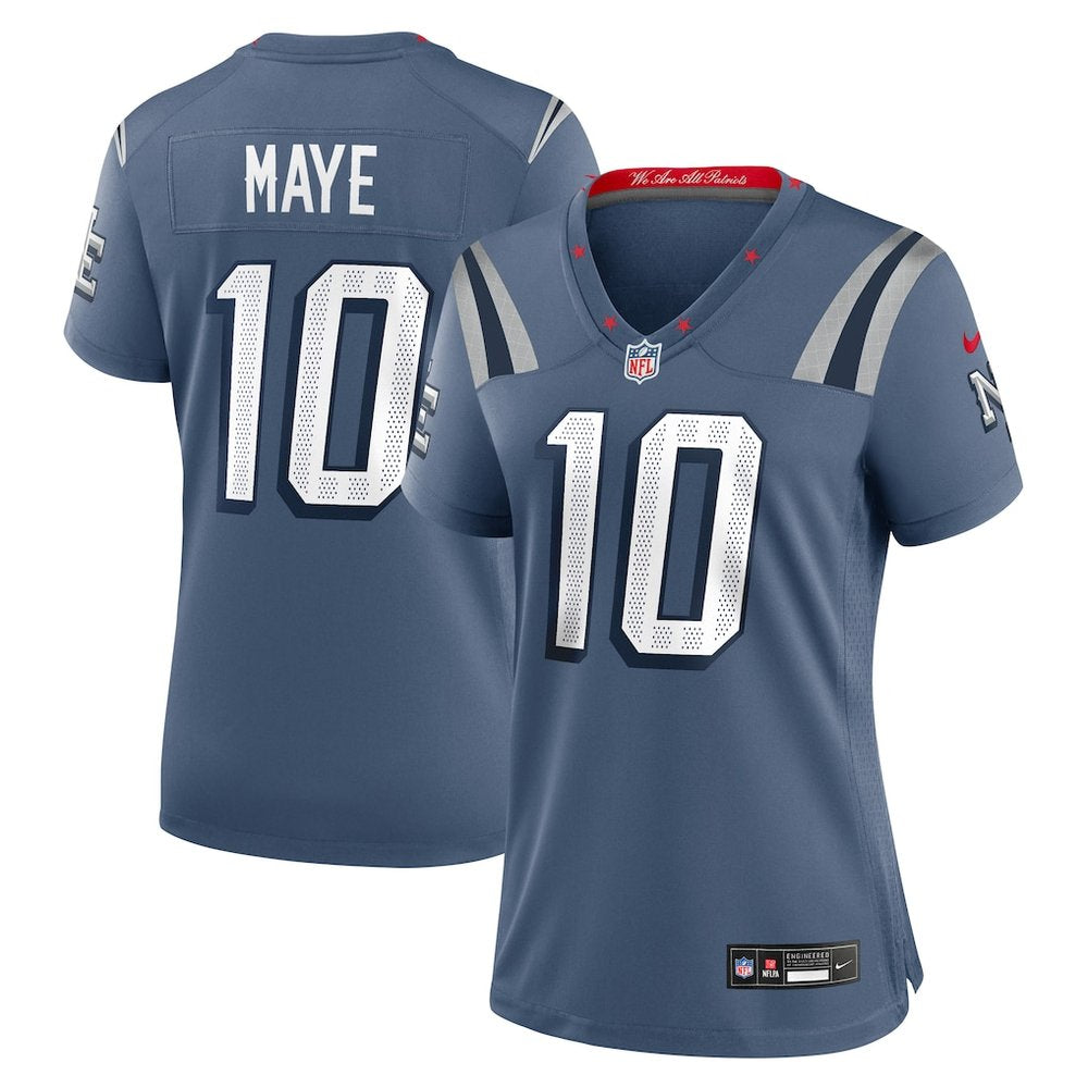 Women's New England Patriots #10 Drake Maye Blue Rivalries Collection Game Jersey 
