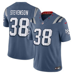 Men's New England Patriots #38 Rhamondre Stevenson Blue Rivalries Collection F.U.S.E. Vapor Limited Stitched Jersey 