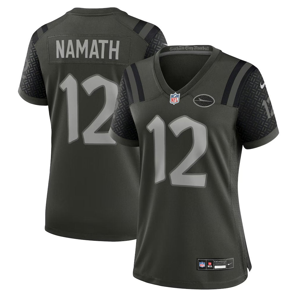 Women's New York Jets #12 Joe Namath Black Rivalries Collection Game Jersey 