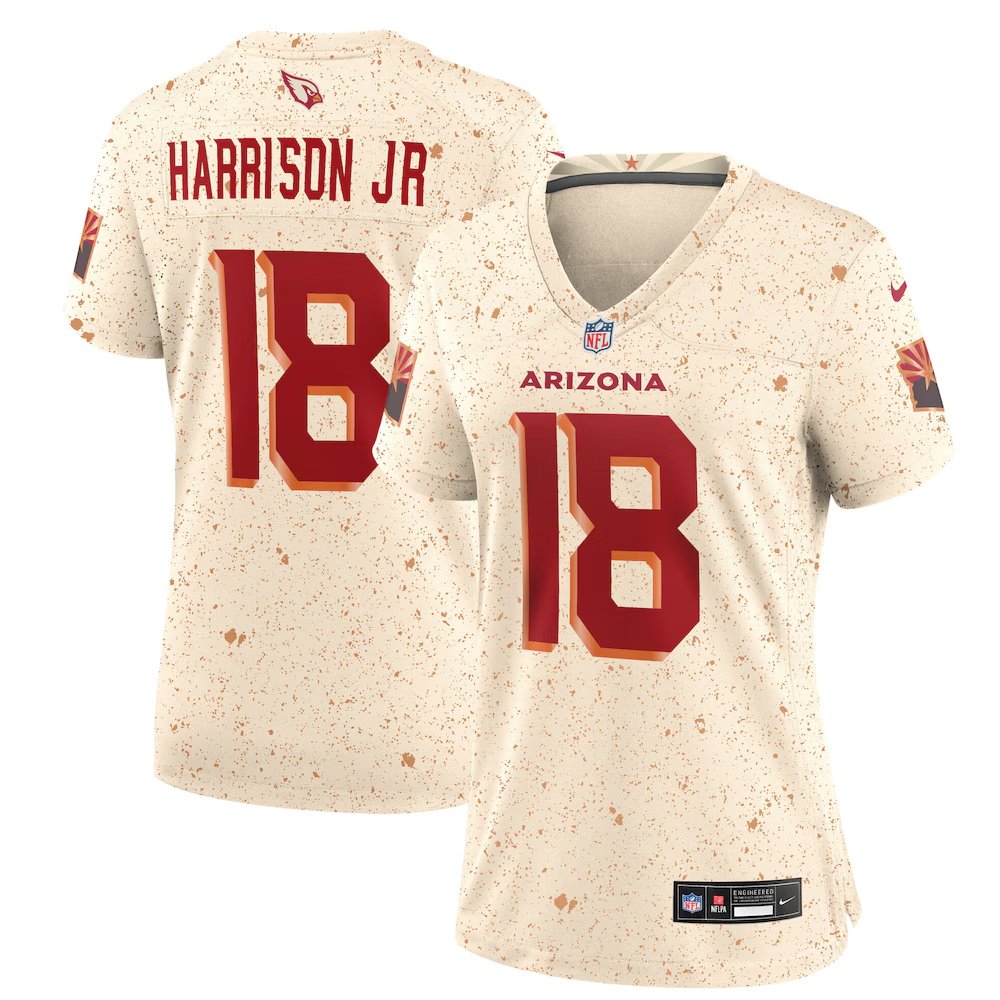 Women's Arizona Cardinals #18 Marvin Harrison Jr. Cream Rivalries Collection Game Jersey 