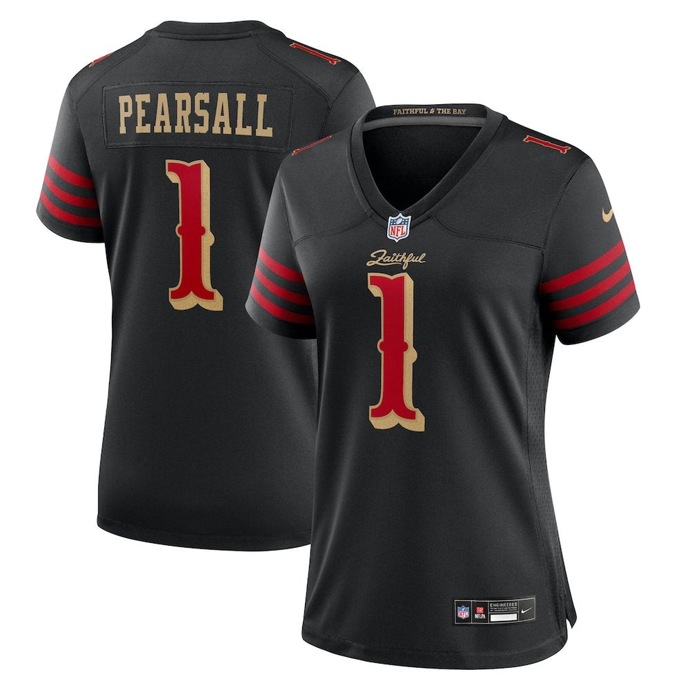 Women's San Francisco 49ers #1 Ricky Pearsall Black Rivalries Collection Game Jersey 