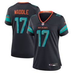 Women's Miami Dolphins #17 Jaylen Waddle Black Rivalries Collection Game Jersey 
