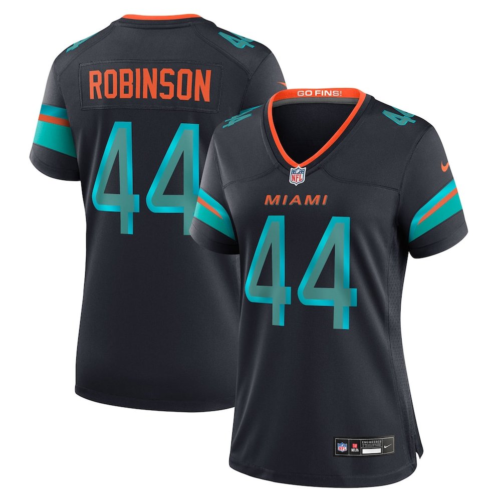 Women's Miami Dolphins #44 Chop Robinson Black Rivalries Collection Game Jersey 