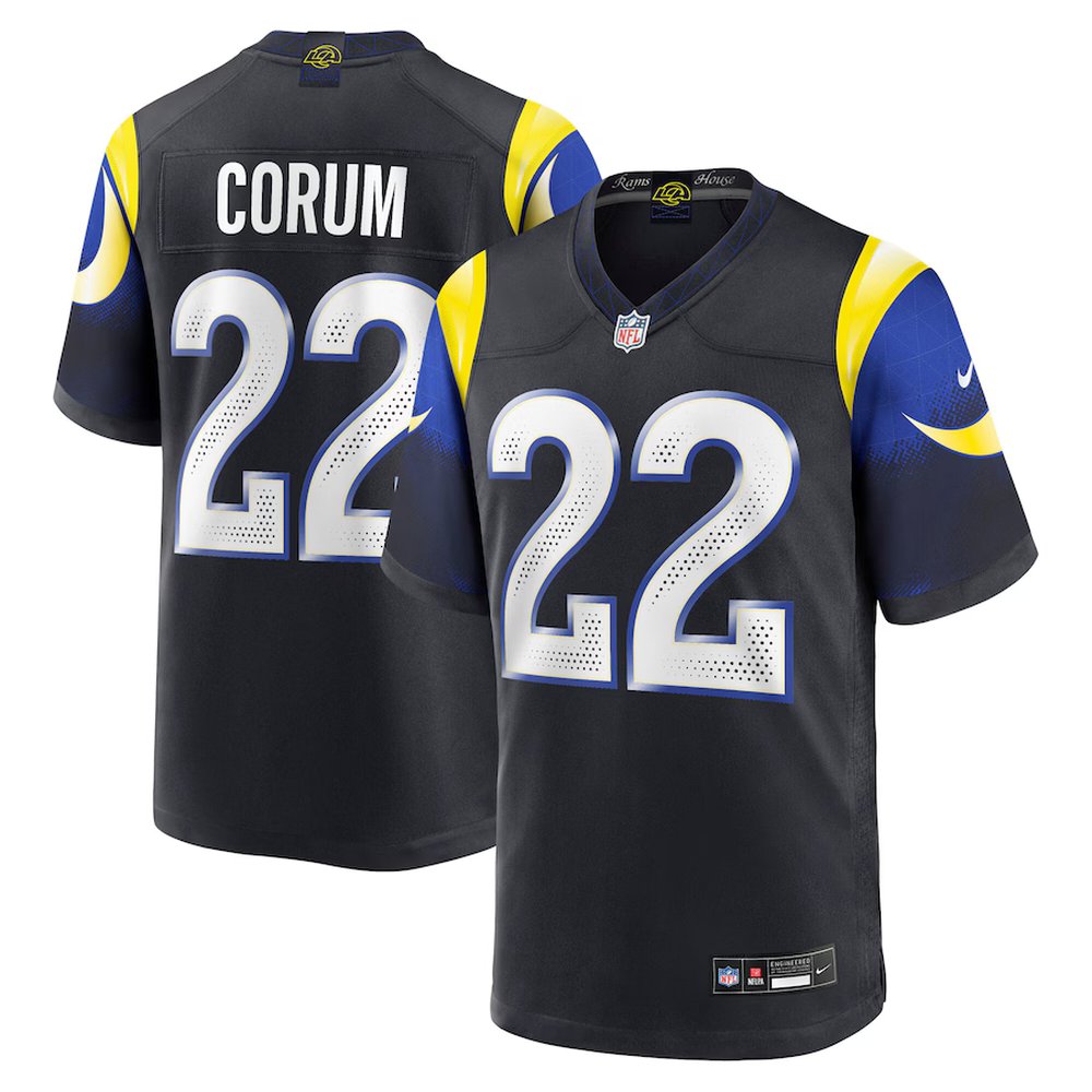 Men's Los Angeles Rams #22 Blake Corum Black Rivalries Collection Game Jersey 