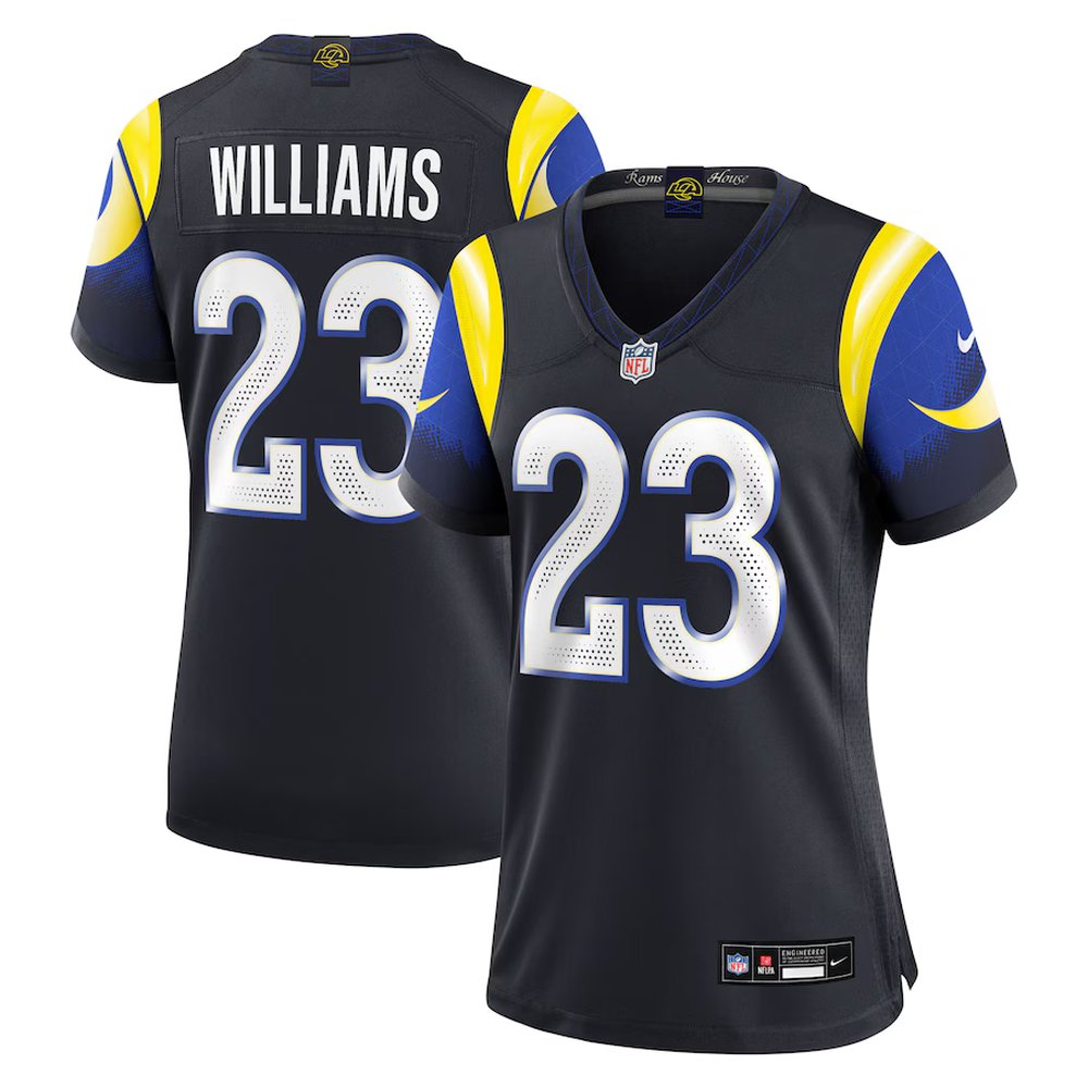 Women's Los Angeles Rams #23 Kyren Williams Black Rivalries Collection Game Jersey 