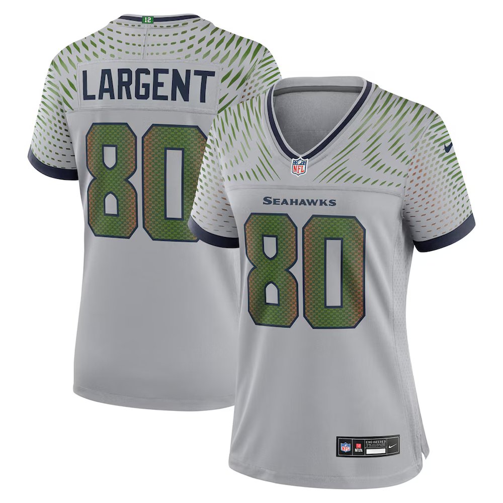 Women's Seattle Seahawks #80 Steve Largent Gray Rivalries Collection Game Jersey 