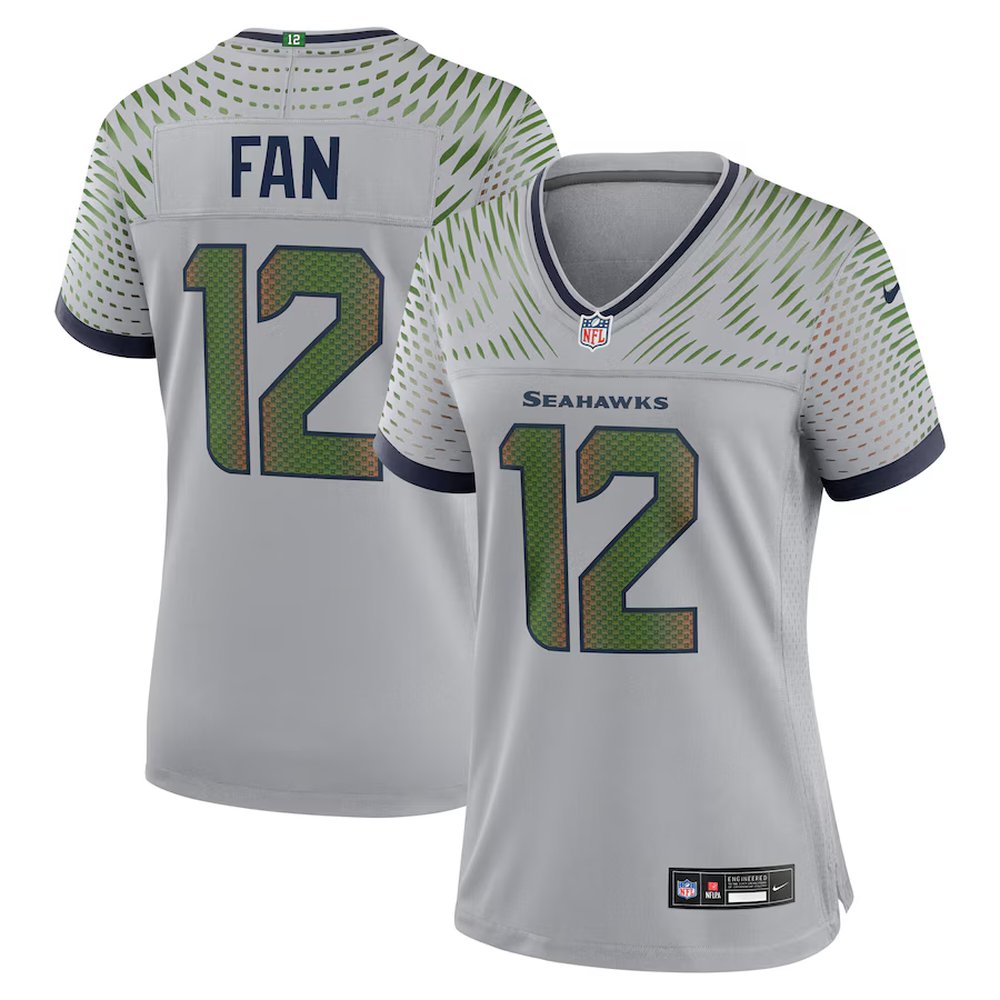 Women's Seattle Seahawks #12 Fan Gray Rivalries Collection Game Jersey 