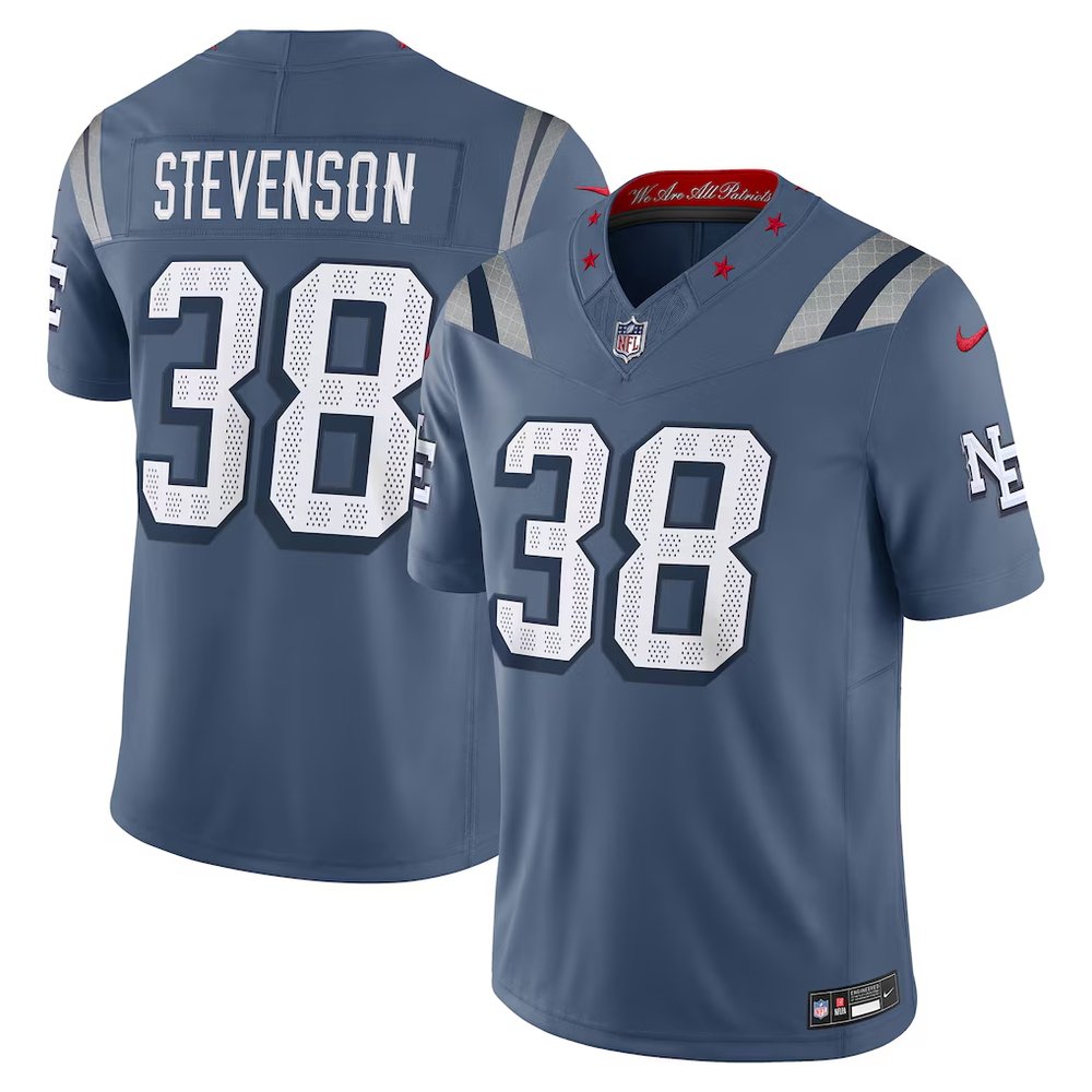 Youth's New England Patriots #38 Rhamondre Stevenson Blue Rivalries Collection F.U.S.E. Vapor Limited Stitched Jersey 