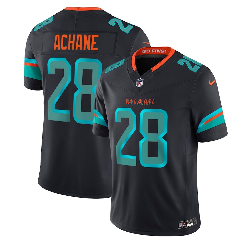 Youth's Miami Dolphins #28 De'Von Achane Black Rivalries Collection F.U.S.E. Vapor Limited Stitched Jersey 