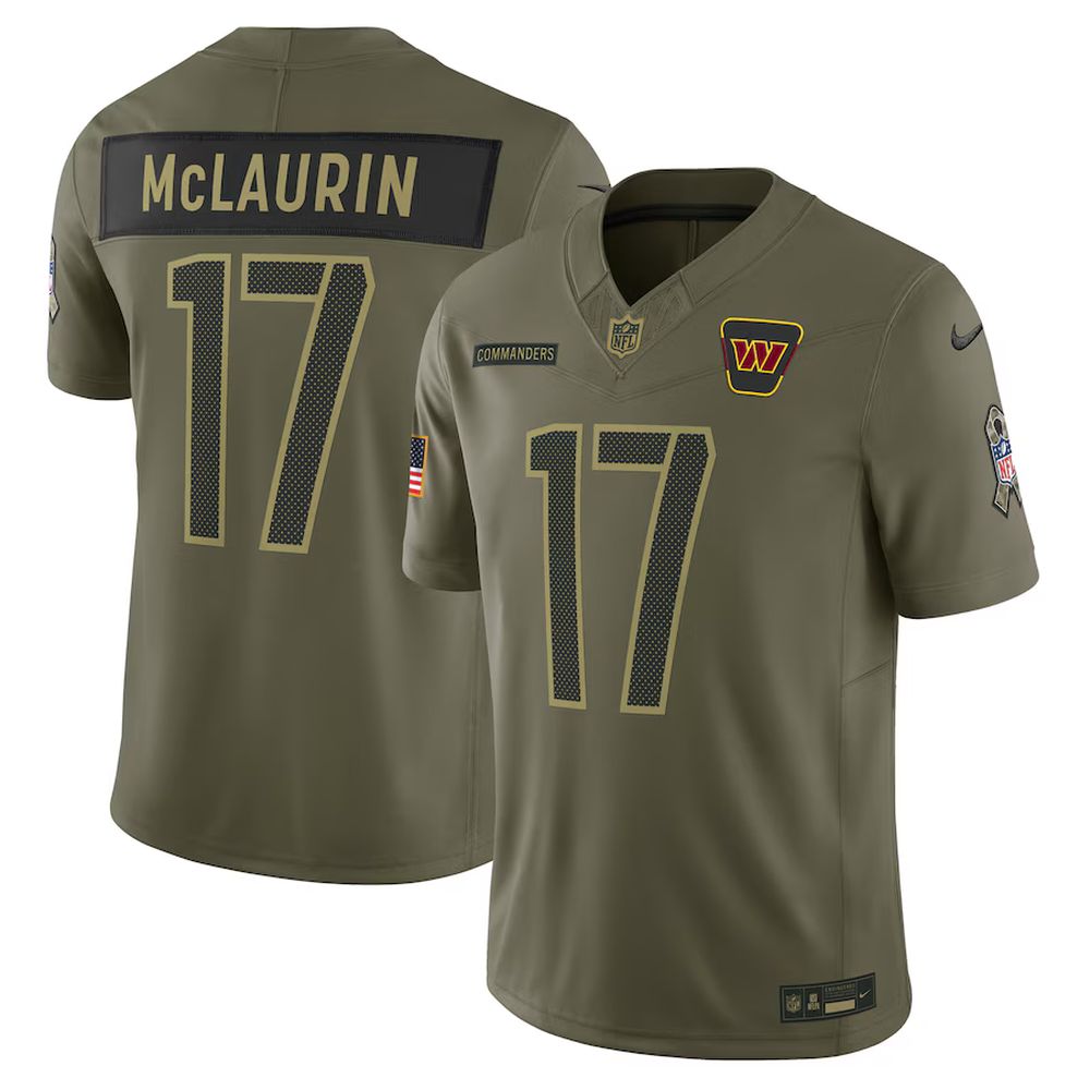 Men's Washington Commanders #17 Terry McLaurin Olive 2025 Salute to Service Limited Jersey 