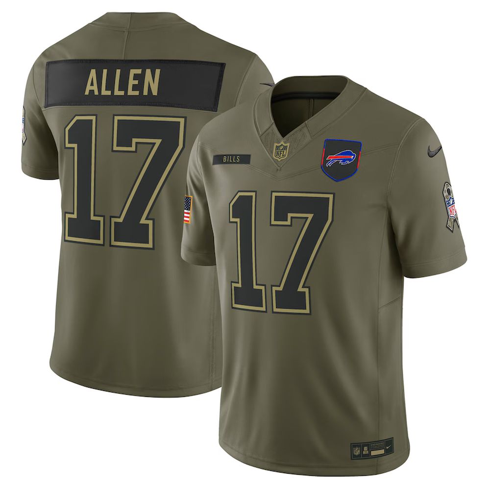 Youth Buffalo Bills #17 Josh Allen Olive 2025 Salute to Service Limited Jersey 