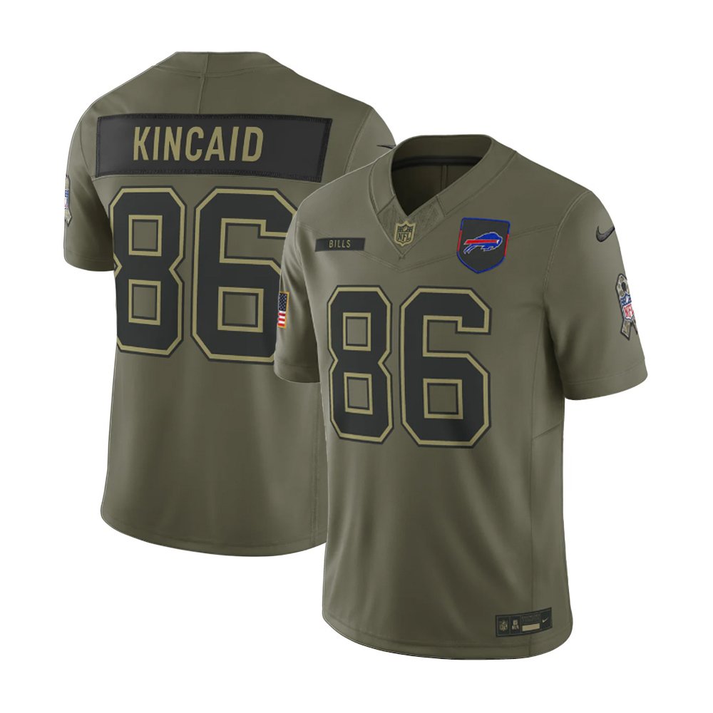 Men's Buffalo Bills #86 Dalton Kincaid Olive 2025 Salute to Service Retired Limited Jersey 