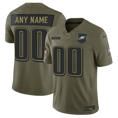 Men's Philadelphia Eagles Custom Olive 2025 Salute to Service Retired Limited Jersey 