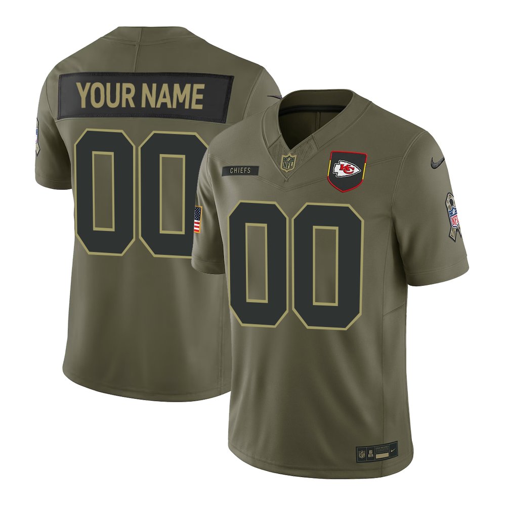 Men's Kansas City Chiefs Custom Olive 2025 Salute to Service Retired Limited Jersey 