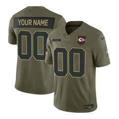 Men's Kansas City Chiefs Custom Olive 2025 Salute to Service Retired Limited Jersey 