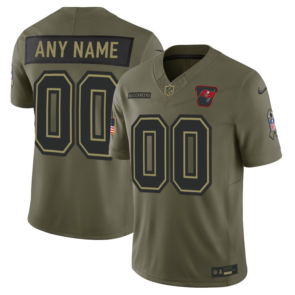 Men's Tampa Bay Buccaneers Custom Olive 2025 Salute to Service Retired Limited Jersey 
