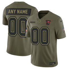Men's Tampa Bay Buccaneers Custom Olive 2025 Salute to Service Retired Limited Jersey 