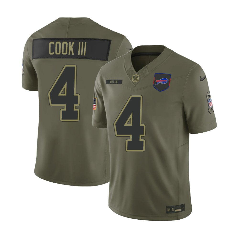 Youth's Buffalo Bills #4 James Cook Olive 2025 Salute to Service Retired Limited Jersey 
