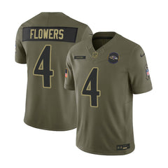 Youth's Baltimore Ravens #4 Zay Flowers Olive 2025 Salute to Service Retired Limited Jersey 