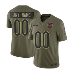 Youth's Chicago Bears Custom Olive 2025 Salute to Service Retired Limited Jersey 